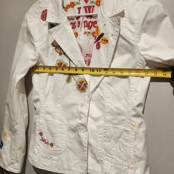 Johnny Was JWLA Floral Embroidered White 100% Cotton Jacket Size Large - Picture 4 of 15